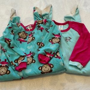 Size 4T Gerber Monkey Fleece Footie Pajamas